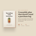 Spending with Intention ebook cover: a monthly plan that doesn't need a purchase log. 60 pages, 7 chapters, 3 worksheets.